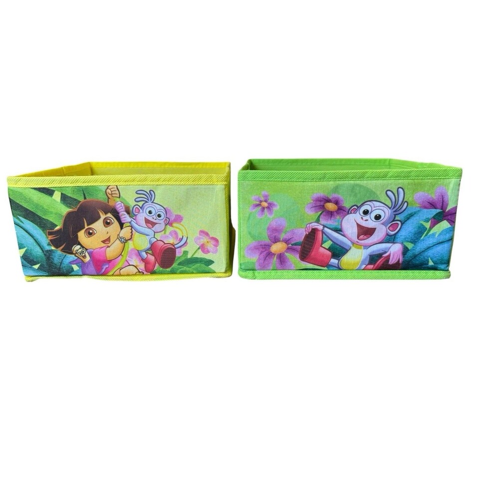 Vintage Dora The Explorer Toy Storage Bins 9x9 Dora Boots Collapsible Yellow